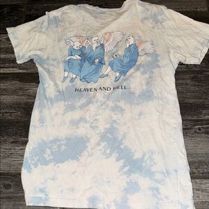Ripndip Blue and White Tie-Dye Graphic Tee cats heaven hell